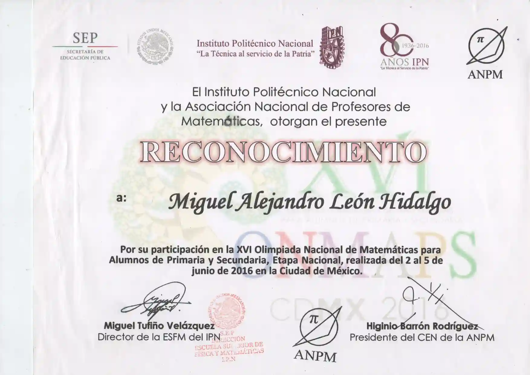 Olimpiada Nacional de Matemáticas (ONMAPS)